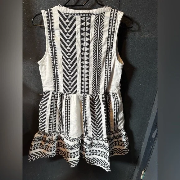 Tribal Black and White Geometric Sleeveless Sundress - Picture 3 of 4